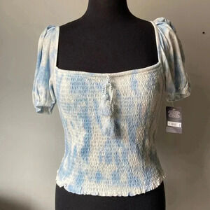 Lucky Brand |Short Sleeve  Smocked Top